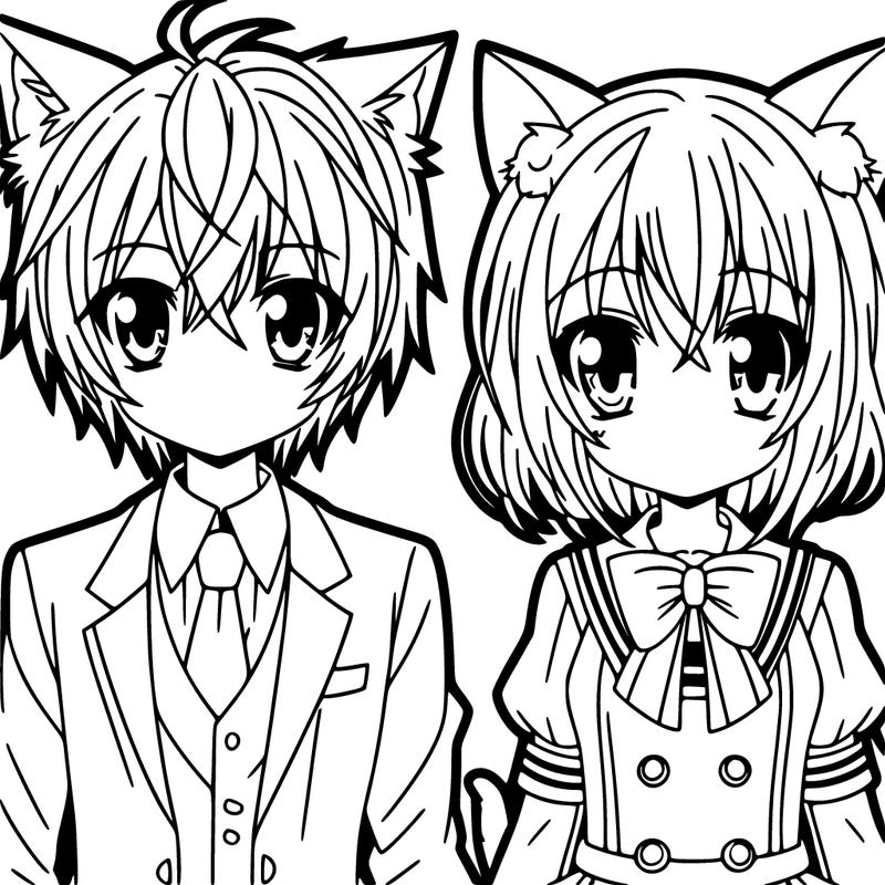 anime cat boy and girl
