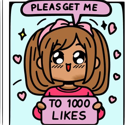 a girl saying please get me to 100 likes