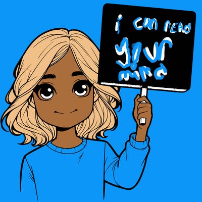 realistic girl holding up a sign