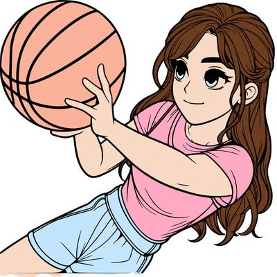 realistic girl playing basketball