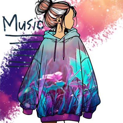 realistic girl with a oversized sweatshirt on and a bun