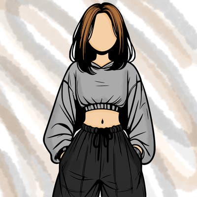 realistic girl faceless with baggy pants and a crop top