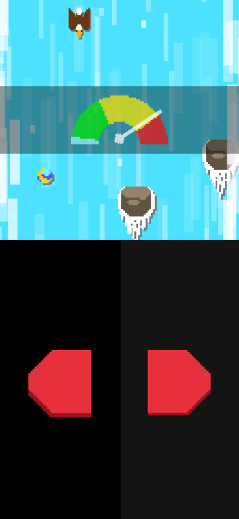 pureya - Pixel art arcade minigame with an eagle and two large red control buttons