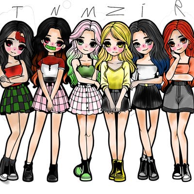 a group of girls realistic