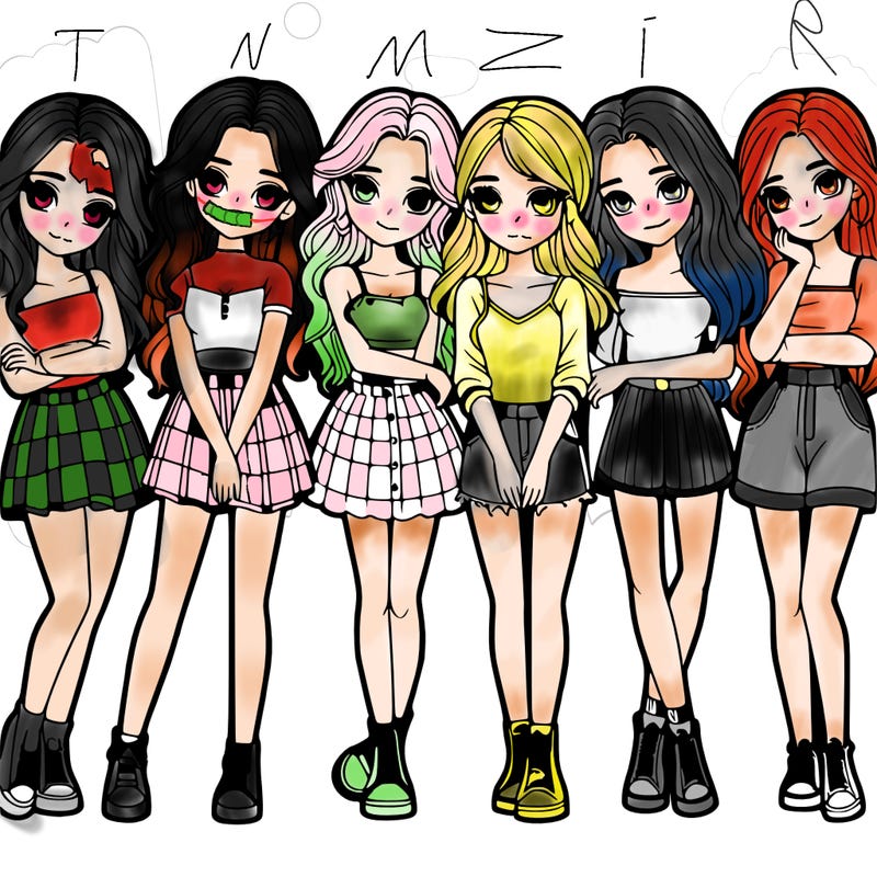 a group of girls realistic