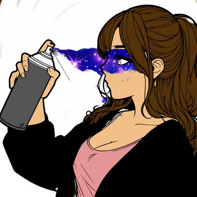 a realistic girl spray, painting