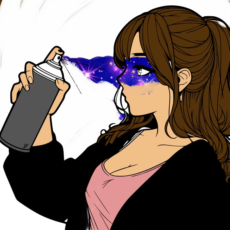 a realistic girl spray, painting