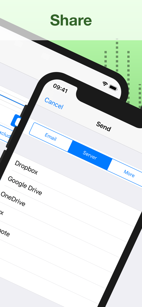 Audio Memos SE: Record Voice - Interfaz que muestra opciones de exportación de almacenamiento en la nube, incluyendo Dropbox y Google Drive en la aplicación Audio Memos SE