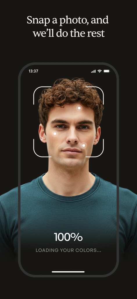 Color analysis - Daily Male - Análisis de color por IA escaneando el rostro de un hombre en la aplicación Daily Male