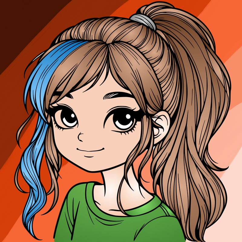 realistic girl with ponytail