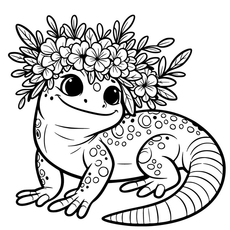 lizard with flower crown