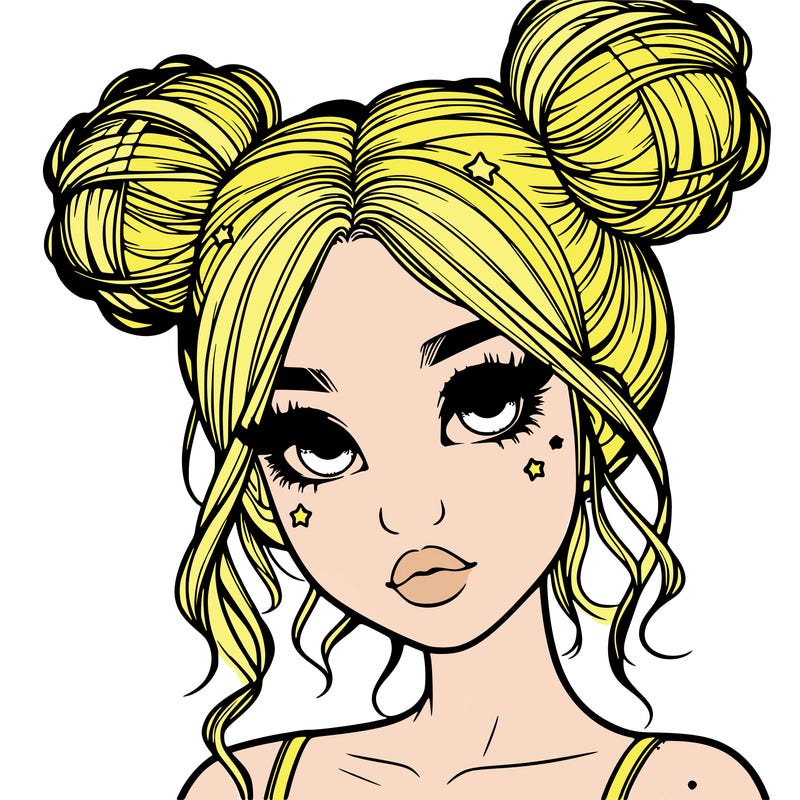 realistic girl with space buns