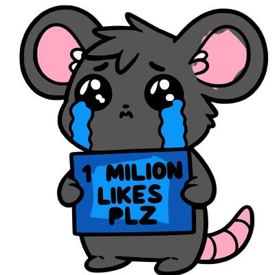 crying pikachu holding a sign saying 1 million likes plz