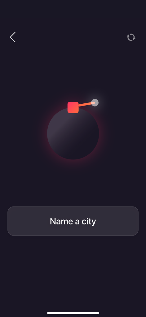 Pantalla de juego de Bomb Party Game pidiendo al jugador que nombre una ciudad con una imagen de temporizador de bomba.