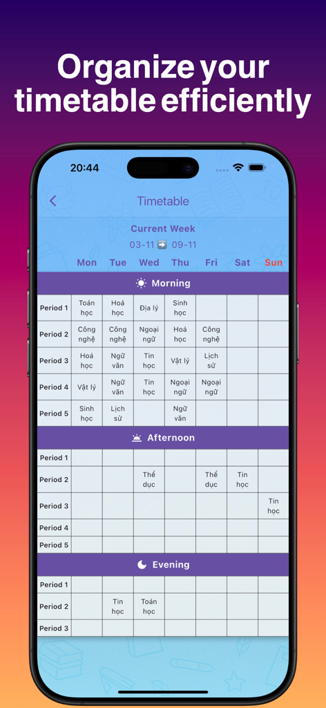myGrade: Student Grade Report - Weekly student class schedule and timetable management interface in the myGrade app