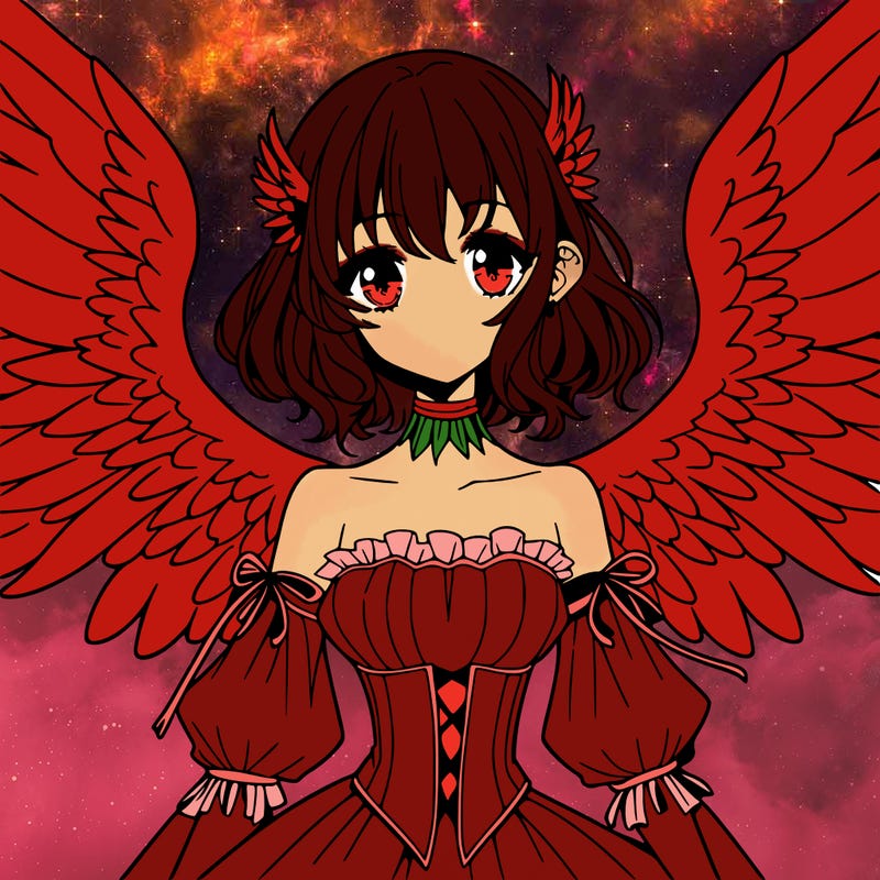 manga woman with large wings