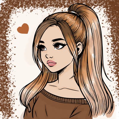 realistic girl with a high ponytail