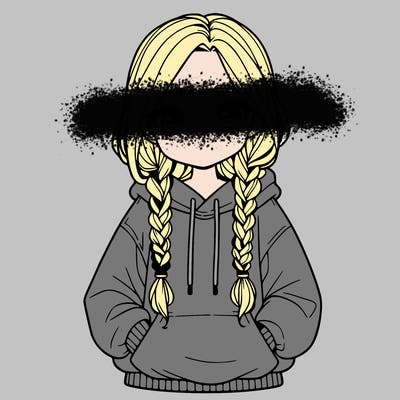 a realistic girl with a oversized hoodie and she has braids