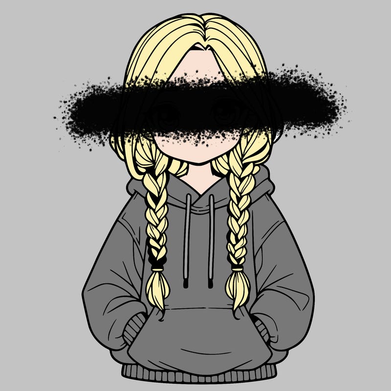 a realistic girl with a oversized hoodie and she has braids