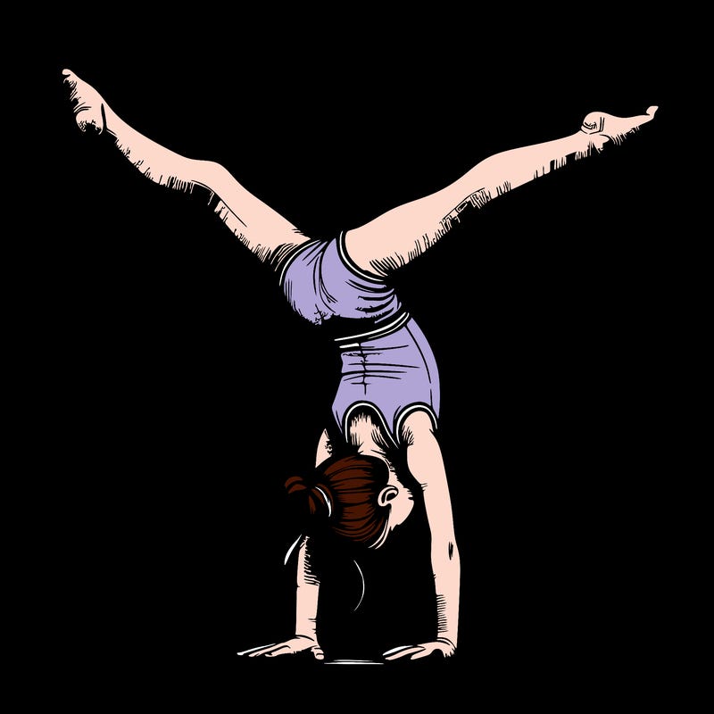 realistic gymnastic hand stand girl in four splits