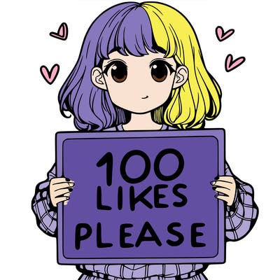 a girl holding a sign saying 100 likes please