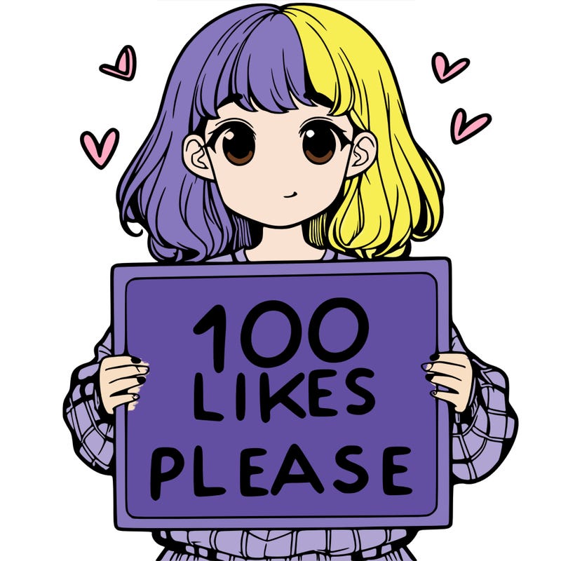 a girl holding a sign saying 100 likes please