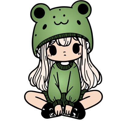 a girl wearing a frog hat and some frog socks