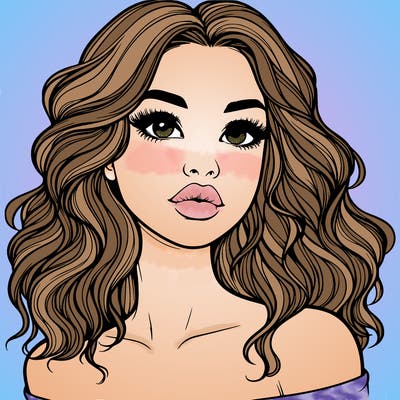 realistic girl with wavy hair and lips