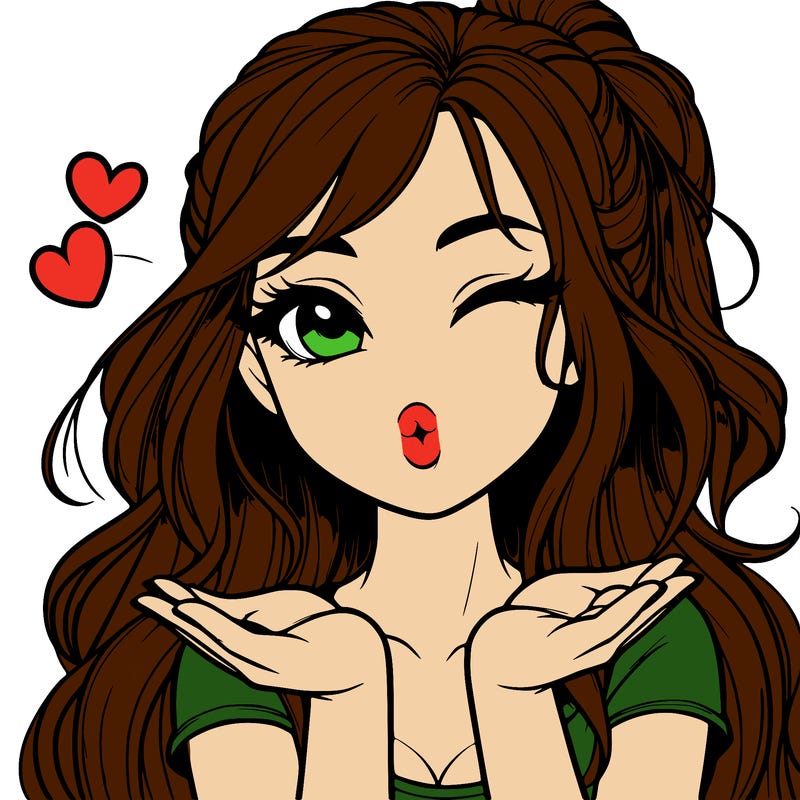 realistic girl winking and blowing a kiss while making heart hands