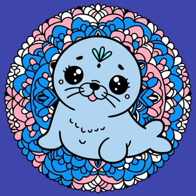 a cute baby seal mandala