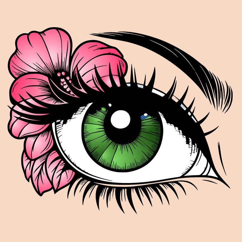 realistic eye with flower