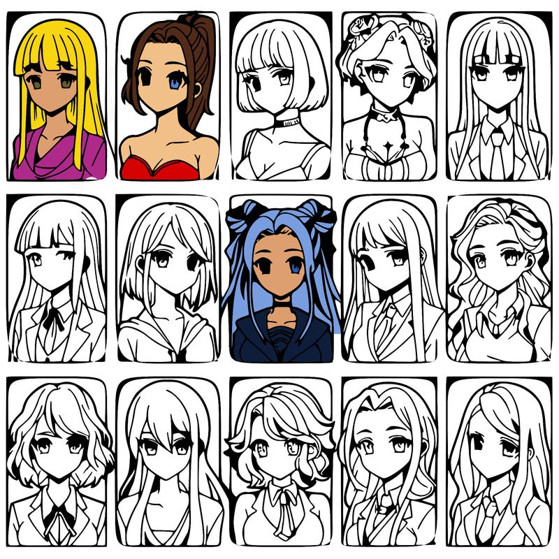 girls that look diffrent anime