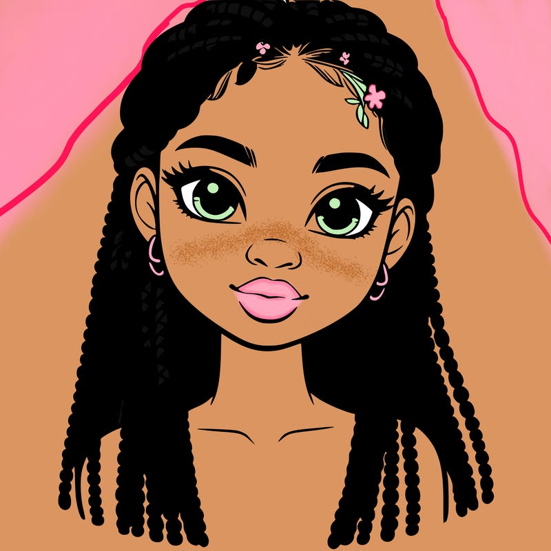 a realistic black girl with braids