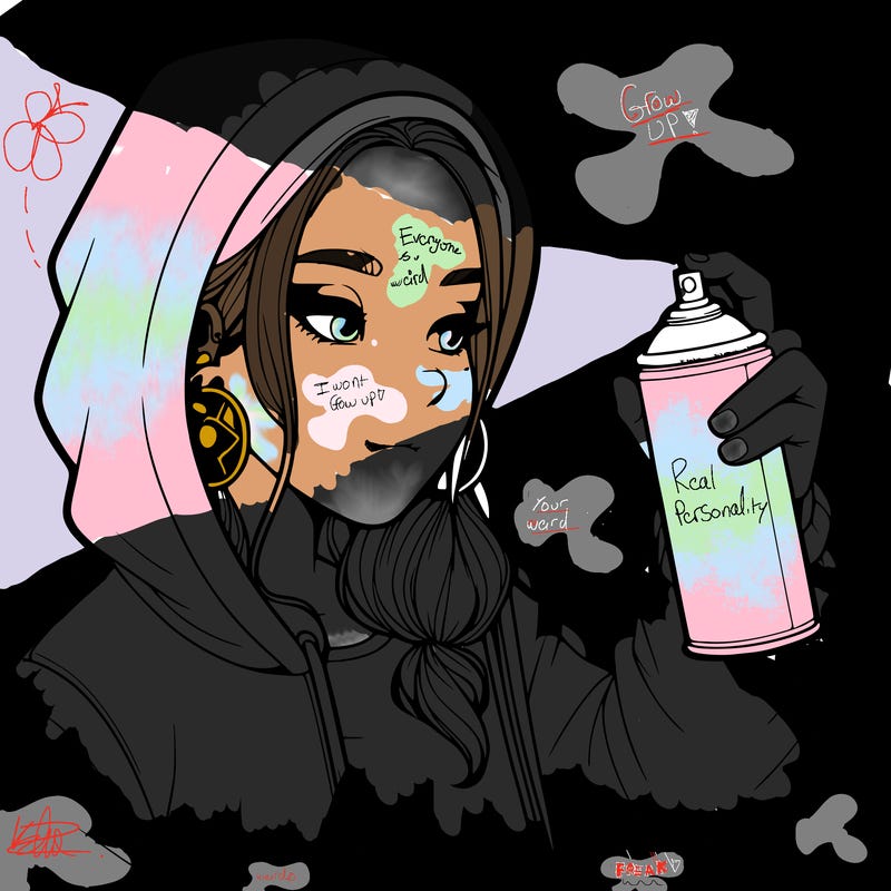 a realistic girl, spray painting