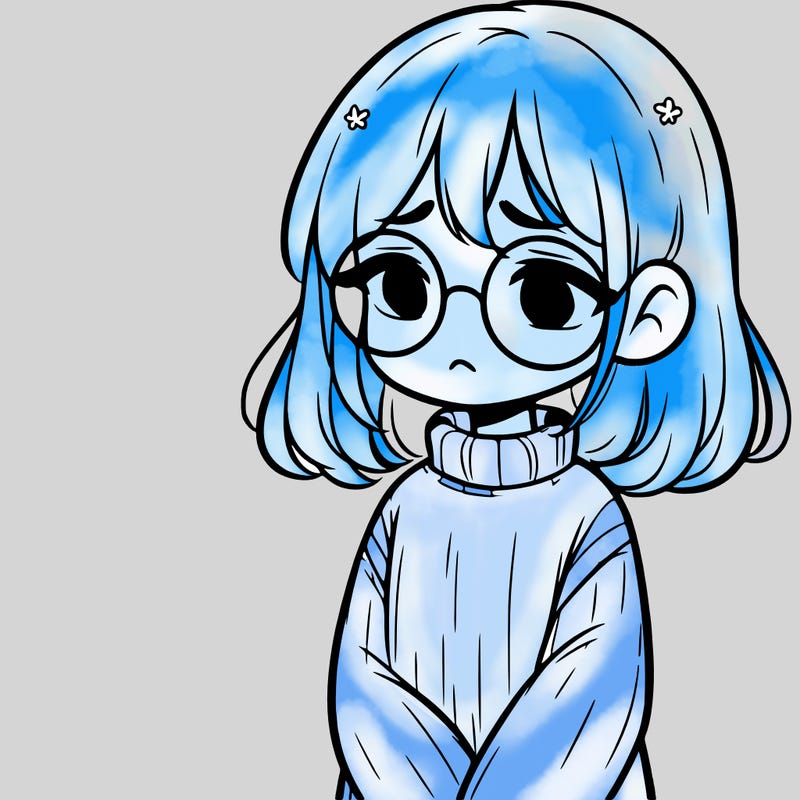sad girl with glasses in a sweater