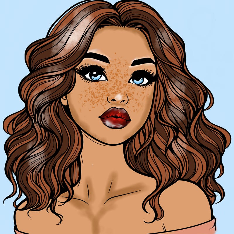 realistic girl with wavy hair and lips