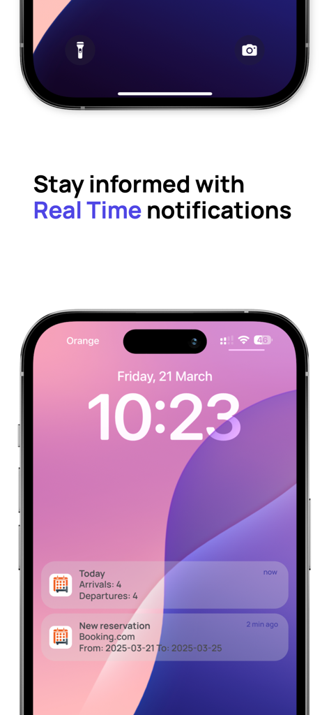 mobile-calendar booking system - iPhoneのロック画面での物件予約とゲスト到着のリアルタイム通知