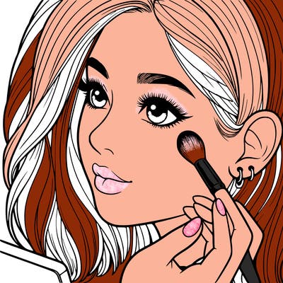 a realistic girl doing her makeup