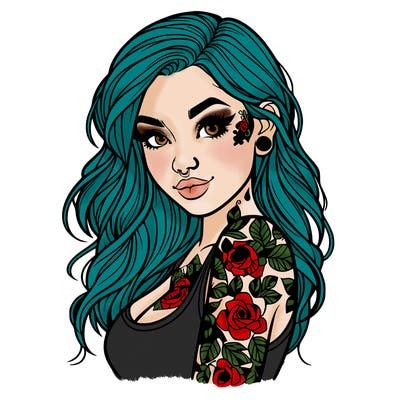 realistic girl tattooed