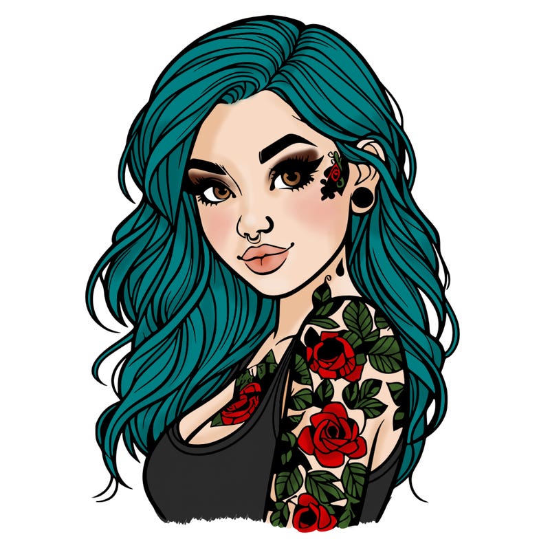 realistic girl tattooed