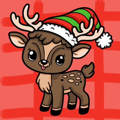 christmas reindeer with santa hat