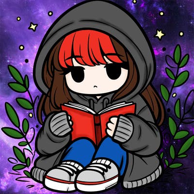 girl in oversized hoodie reading a book