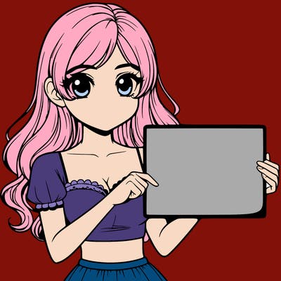 realistic pretty girl holding blank sign