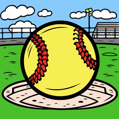 softball on a softball field