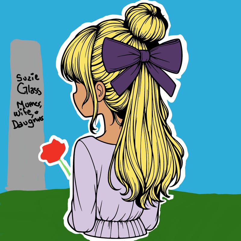 realistic girl  with hip length hair a bun and a big bow on the back of head
