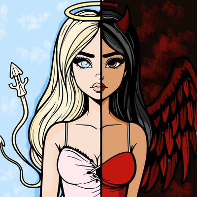 devil vs angel realistic girl