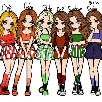 a group of girls realistic