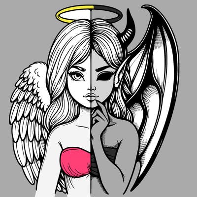 realistic angel half demon