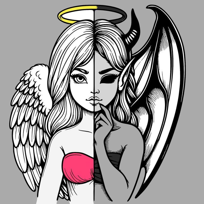 realistic angel half demon