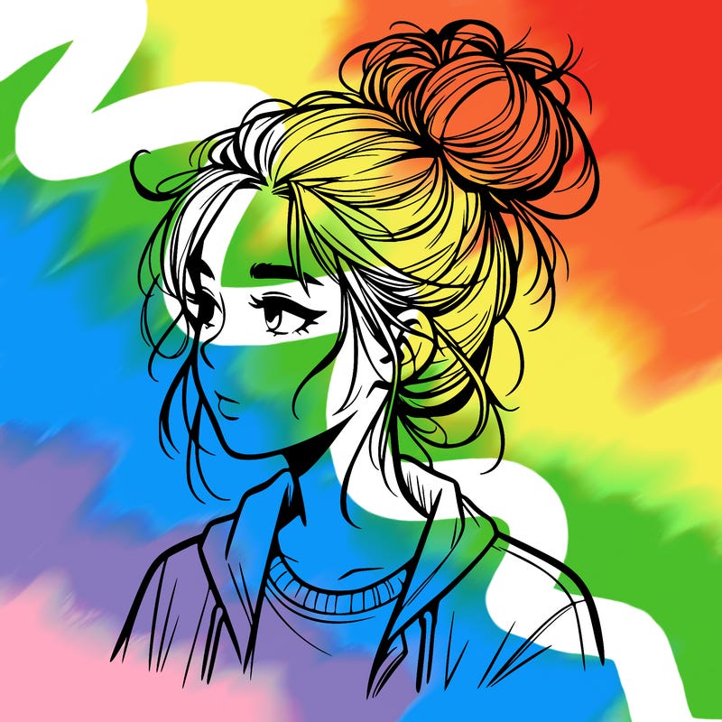 realistic teenage girl with a messy bun